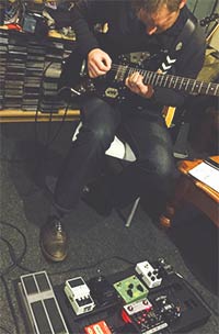 Eamon Young lays down Electric Guitar during a session for Hail the Ghost at JAM studios